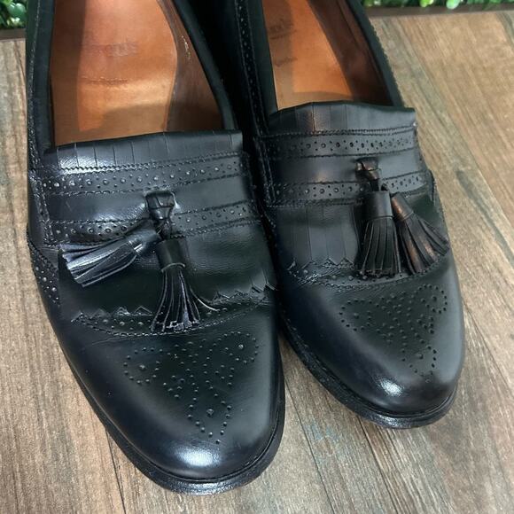⁀➷ Allen Edmonds Men’s Leather Tassel Black Loafers Shoes 9 1/2 B (B-845) - Picture 3 of 8